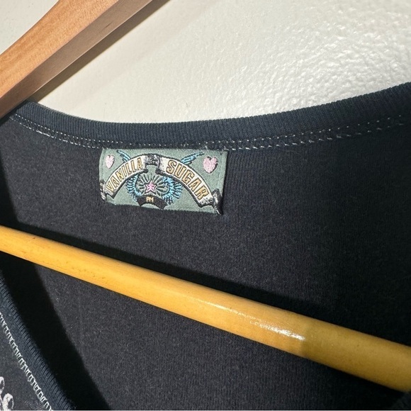 Vintage Y2K v neck tee shirt glam M punk goth botanical - Picture 4 of 6